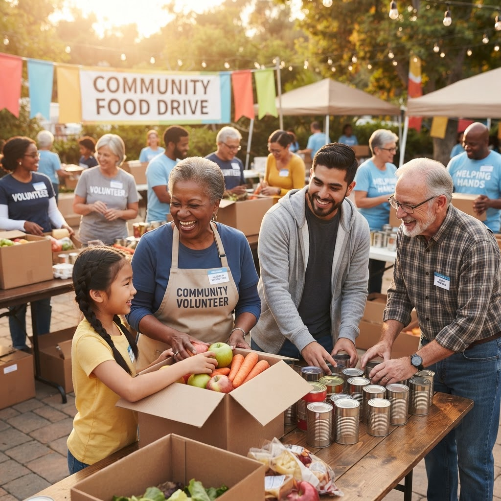 Volunteers helping community
